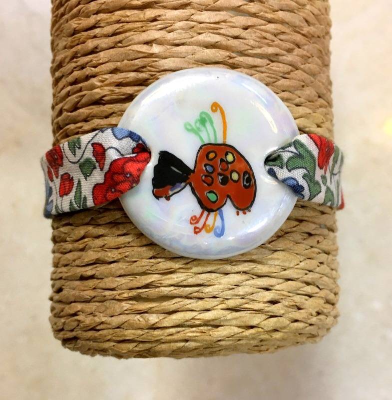 Bracelet moyen rond (deux trous) e, porcelaine personnalisé d'après un dessin d'enfant